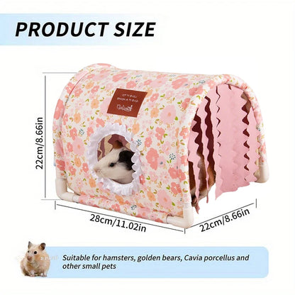 Small Animal Hideout Bed-Soft Pet House with Open Entrance,Safe Rounded Corners for Guinea Pigs/Hamsters/Rabbits-Decor Shelter