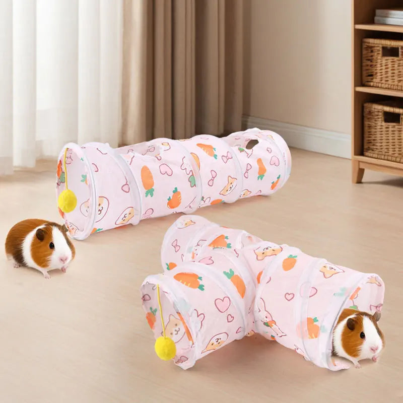Three-Door Rabbit Tunnel - Foldable toy tube, suitable for hiding places for small pets
