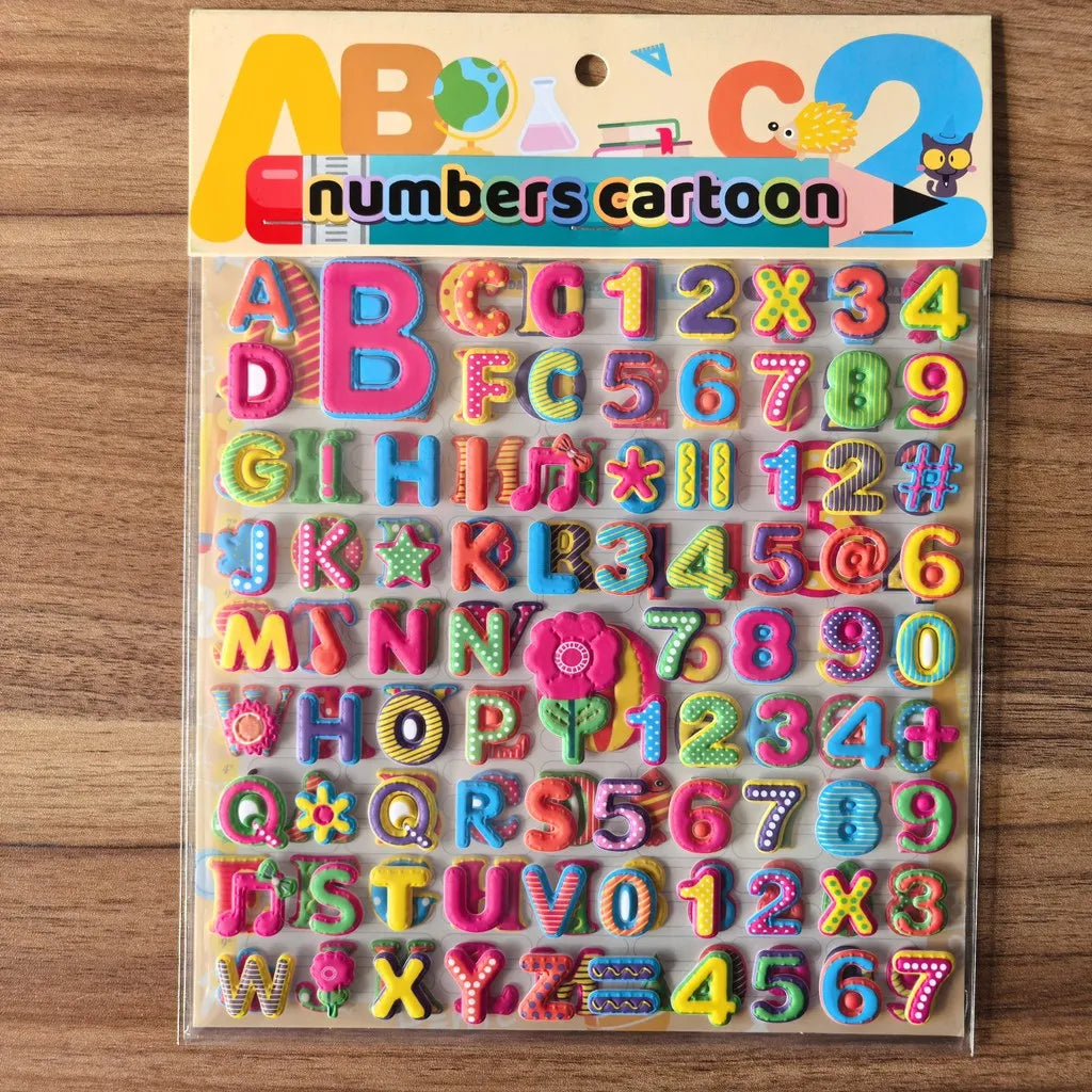 9 Styles Cute Double Layer 3D Foam Stickers | Alphabet, Cars, Food Cartoon for DIY Notebook, Journal & Phone Case Decoration