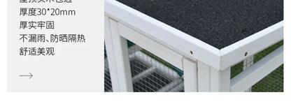 Rabbit Cage Anti Spray Urine Deluxe Double Drawer Rabbit Hutch Solid Wood Pigeon Coop Chicken Cage Bottom Mesh Outdoor