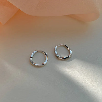 Silver Hoop Earrings | Trendy Distorted Round Earrings for Women