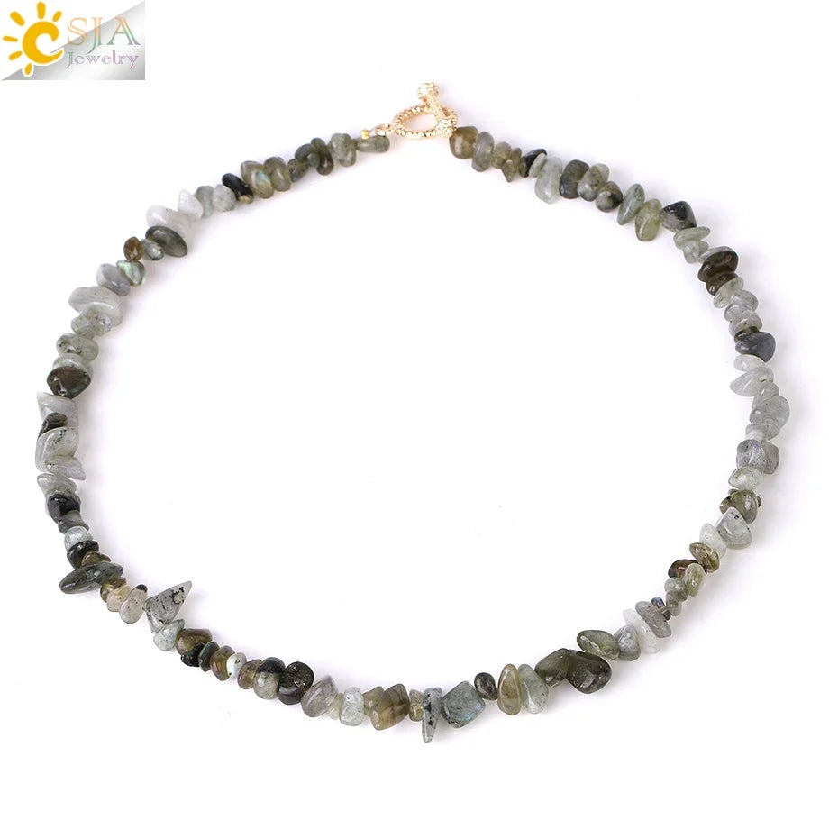 Natural Chip Stone Choker Necklace | Bohemia Crystal Bead Jewelry