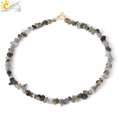 Natural Chip Stone Choker Necklace | Bohemia Crystal Bead Jewelry