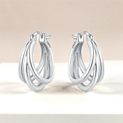925 Sterling Silver Multi-Layer Hoop Earrings | Trendy Fine Jewelry Gift for Women