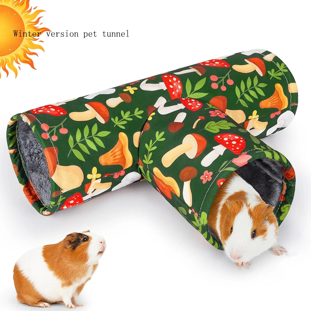 Guinea Pig Tunnel 3 Way Washable Hideout Foldable Rabbit Tunnel Guinea Pig Toys for Bunny Hamster Ferret Guinea Pig Accessories