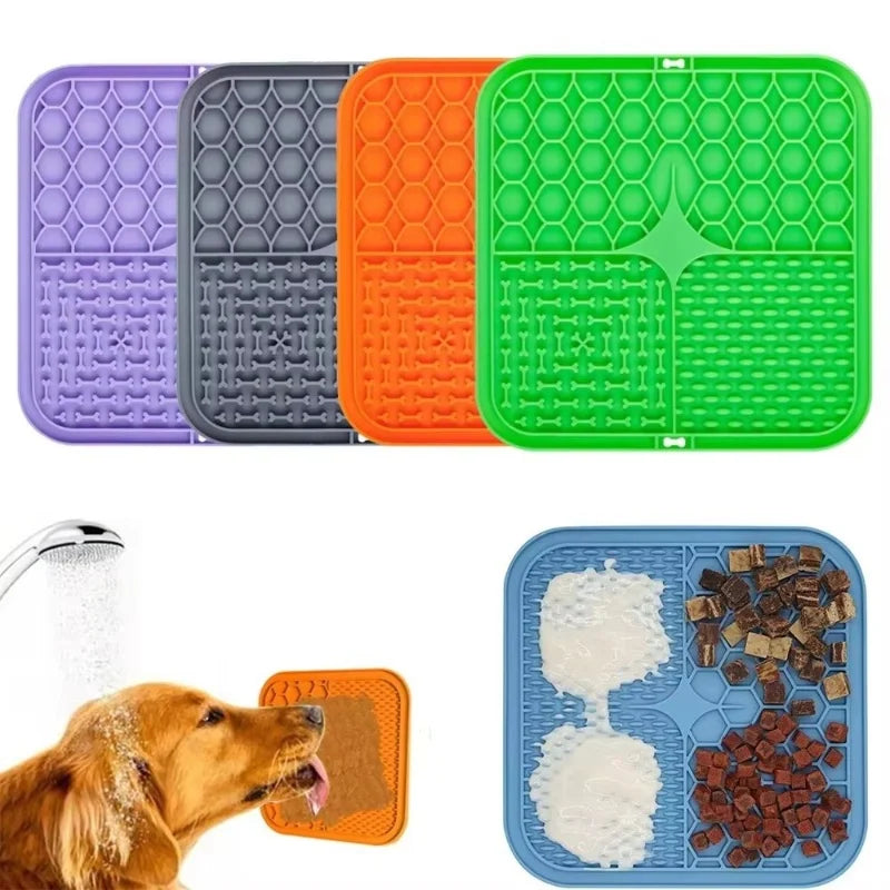 Pet Lick Silicone Mat Slow Feeder Dog Food Plate Bathing Distraction Sucker Training Feeder Supplies for Dogs