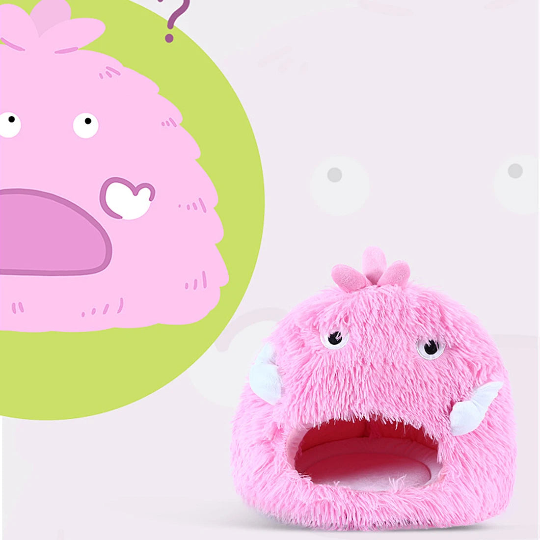 Cat Bed House Dog Kennel Cute Monster Cartoon Warm Plush Kitten Cushion Basket Tent Puppy Cave Nest Mat Bag Indoor Pet Supplies