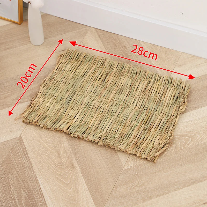 Straw Hand Woven Breathable Rabbit Grass Mat Four Season Hamster Guinea Pig Dutch Pig Foot Mat Rabbit Grass Nest Pet Supplies