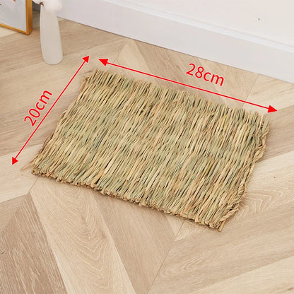 Straw Hand Woven Breathable Rabbit Grass Mat Four Season Hamster Guinea Pig Dutch Pig Foot Mat Rabbit Grass Nest Pet Supplies