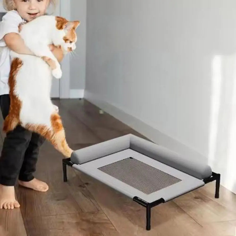 Pet Furniture Mesh Elevated Dog Beds Breathable Removable Raised Dog Bed with Pillow Outside Dog Bed Cat Patio Sunbathing