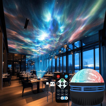 LED Northern Lights Projector Light | 7 Modes Starry Sky Night Light with Remote and USB