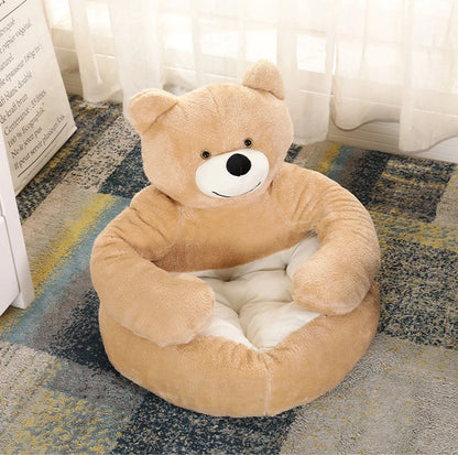 Plush Dog House Bed Winter Warm Bear Hug Semi Enclosed Cat's Nest Detachable And Washable Mat Small Dog Bed Sofa Pet Supplies