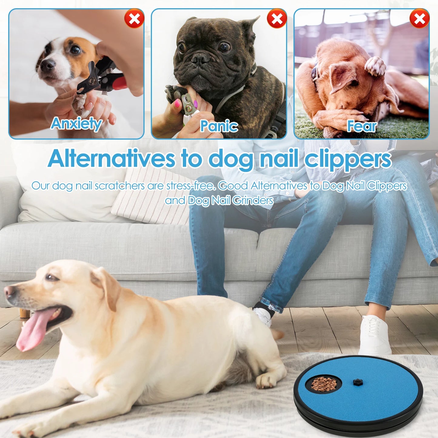 Round Dog Nail Scratch Board 360° Rotating Dog Scratch Pad with Snack Compartments Interactive Pet Toy Pet Supplies Accessories