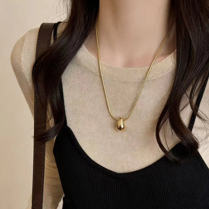 Fashion Waterdrop Pendant Necklace | Stainless Steel Snake Chain Jewelry Gift