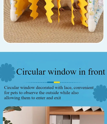 Small Animal Hideout Bed-Soft Pet House with Open Entrance,Safe Rounded Corners for Guinea Pigs/Hamsters/Rabbits-Decor Shelter