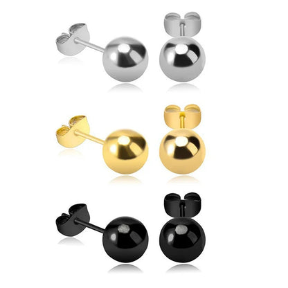 Multicolor Stainless Steel Ball Stud Earrings | Unisex Fashion Jewelry Gift