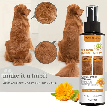 Pet Hair Smoothing Care Spray, Containing Gentle Ingredients, Deeply Moisturizes and Hydrates the Hair. Just One Spray Can Soften and Make Your Pet's Fur Smoother and Shinier.
