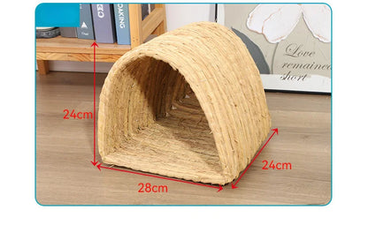 Straw Hand Woven Breathable Rabbit Grass Mat Four Season Hamster Guinea Pig Dutch Pig Foot Mat Rabbit Grass Nest Pet Supplies