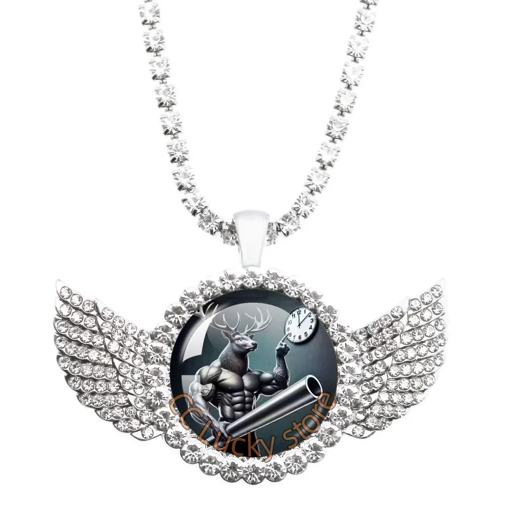 25mm Angel Wing Necklace | Italian Brainrot Pendant Funny Animal Jewelry Gift