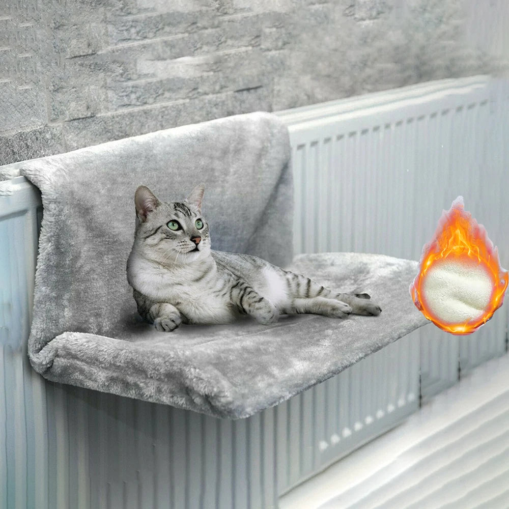 Cat Hanging Bed Pet Animal Radiator Bed Warm Fleece Basket Cradle Hammock Metal Iron Frame Removable Cat Hammock