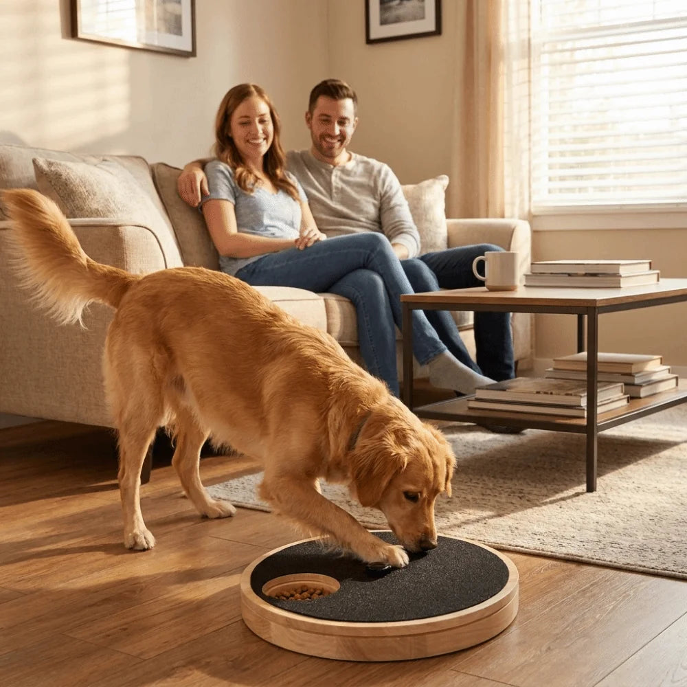 Rotating Dog Scratching Board Round Non-Slip Dog Nail Grinding Pad Wear-resistant with Treat Box Pet Slow Feeding Plate for Dogs