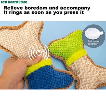 1Pce bite resistant pet sound toy, dog plush bone shaped chew toy, suitable for small and medium-sized puppies