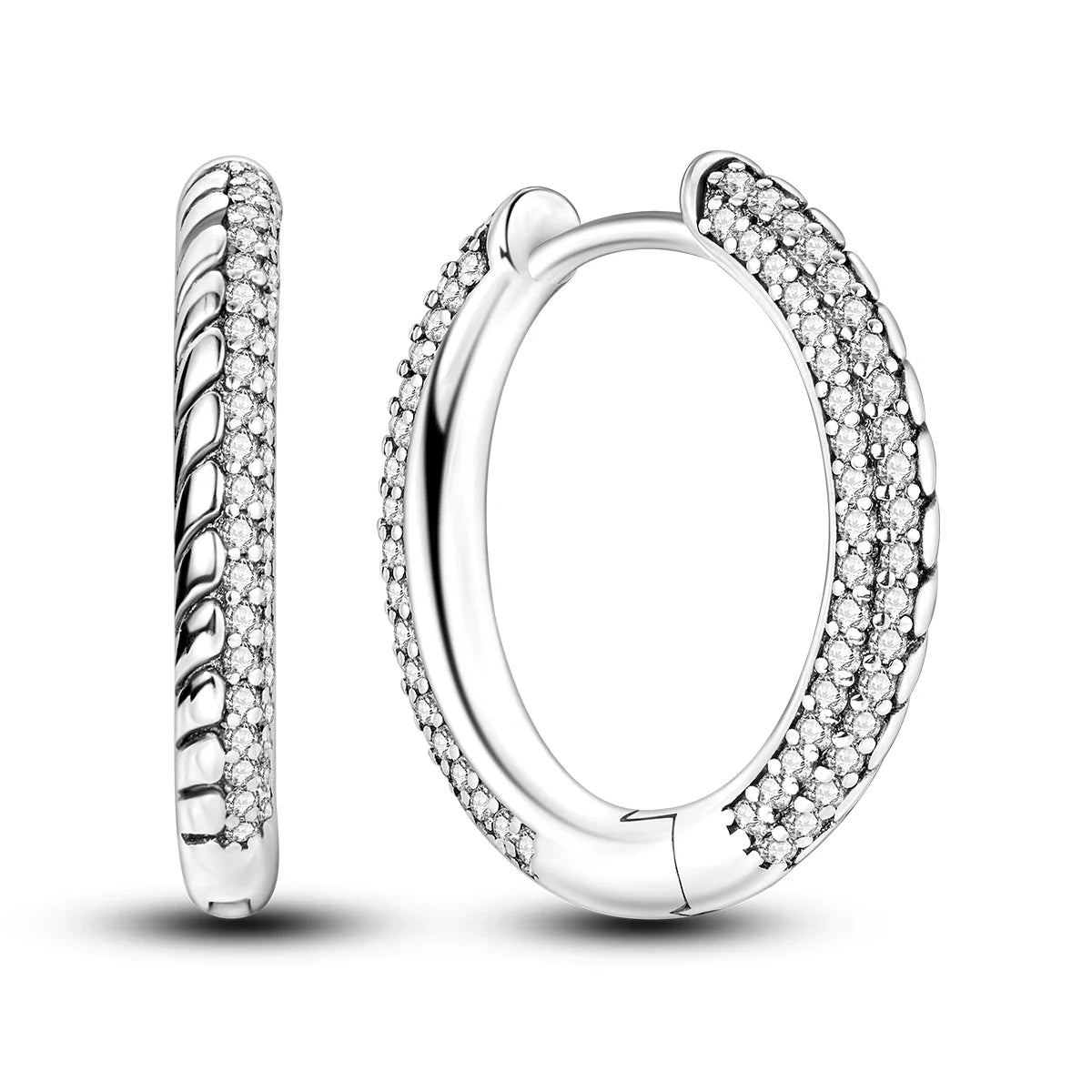 925 Sterling Silver Hoop Earrings with Zircon | Classic U-Shaped Women Jewelry