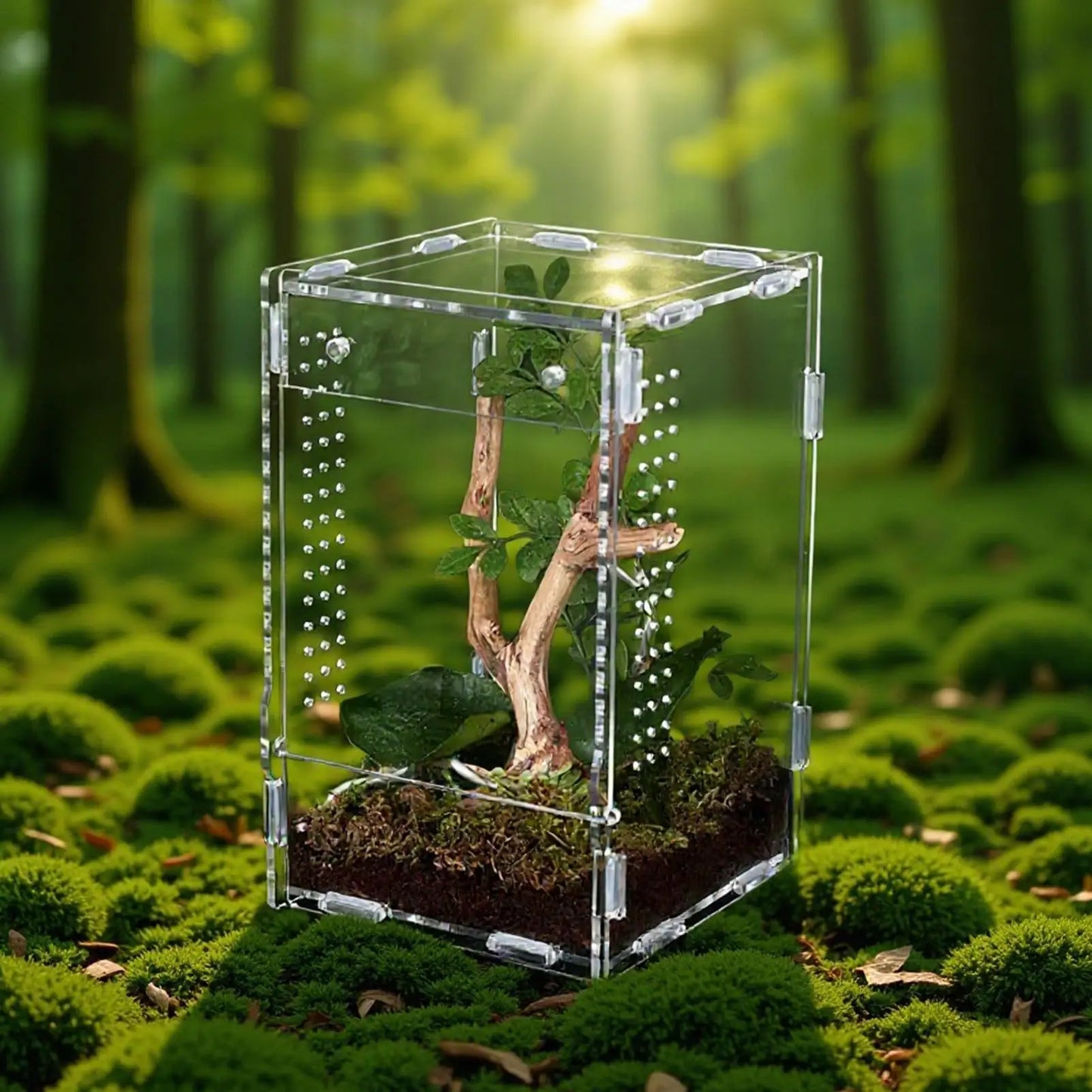 Reptile Enclosure Front Opening Escape Proof Habitat Acrylic Jumping Spider Habitat For Observation Home Pet Store Office