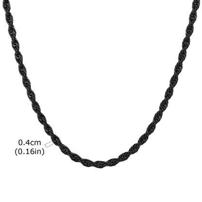 Vnox Twist Rope Chain Necklace for Men Women | Waterproof Stainless Steel Unisex Chain