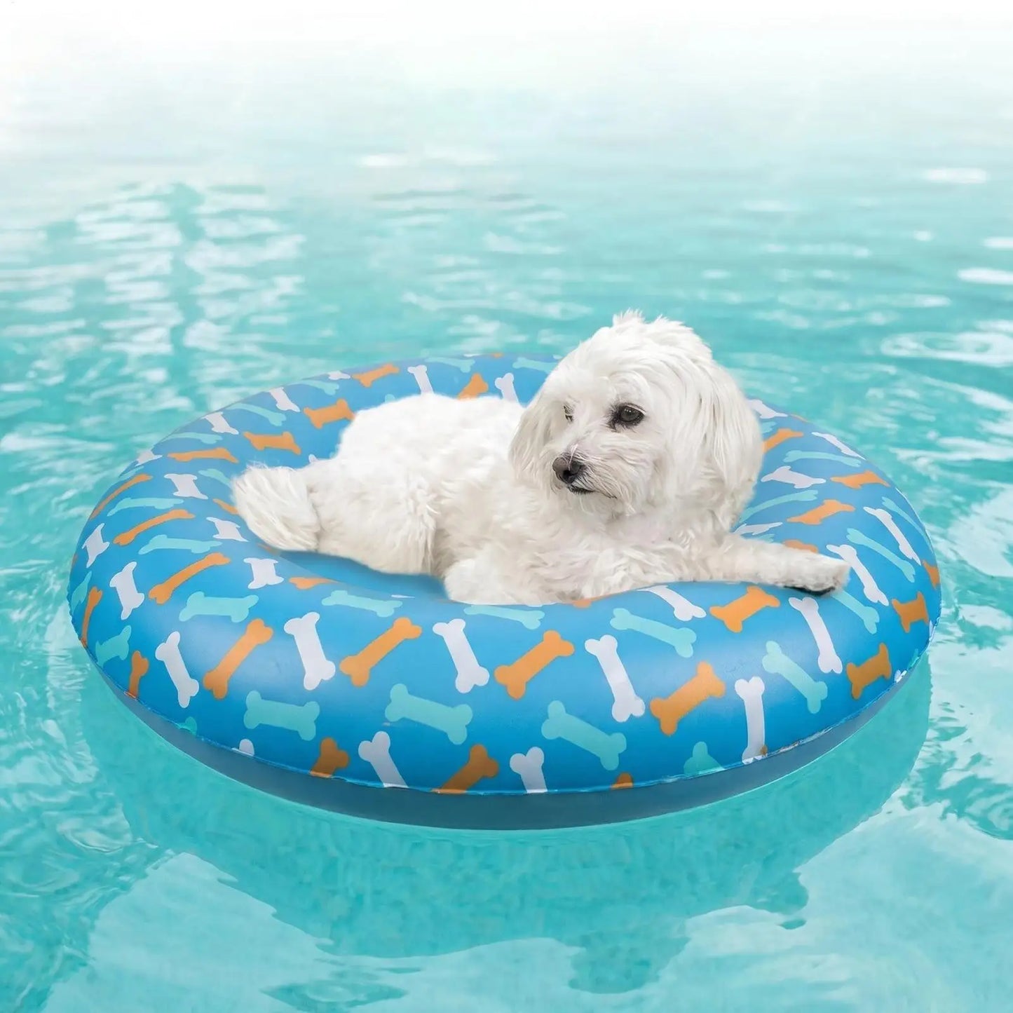 Pet Water Float Inflatable Dog Pool Floating Mat Anti-Slip PVC Pool Swimming Ring for Lake Beach Games Water Party Pond