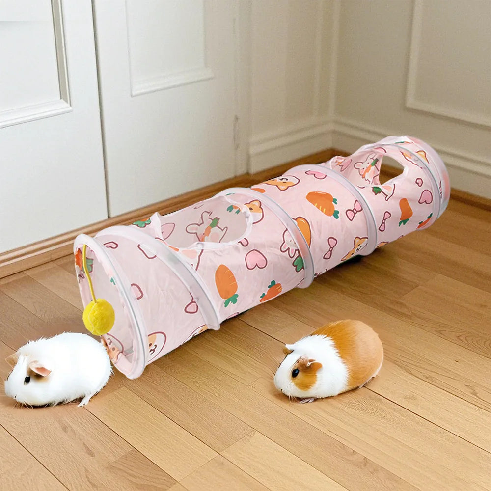 Carrot Shaped Hamster Hideout Foldable Ferret Toy Tunnel for Small Pets Hamster Cage Guinea Pig Toys Accessories