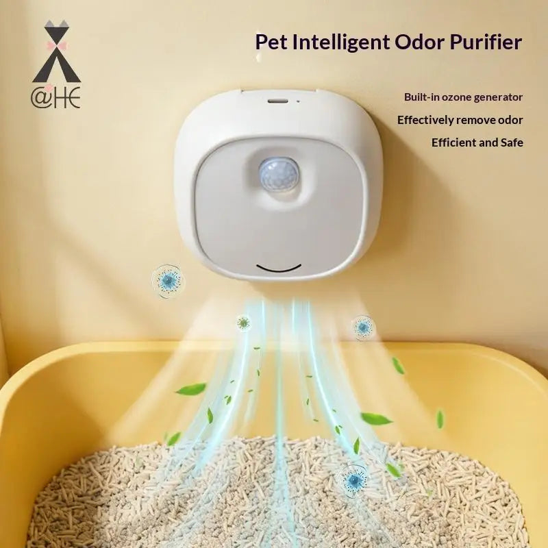 ㈅Pet Cat Litter BoxIntelligent Odor Purifier Air Purifier Regular  Deodorization Cat Toilet Odorinduction Supplies