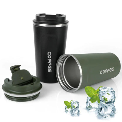 Double Stainless Steel Thermo Cafe Mug | Leak-Proof Travel Thermos for Coffee Tea