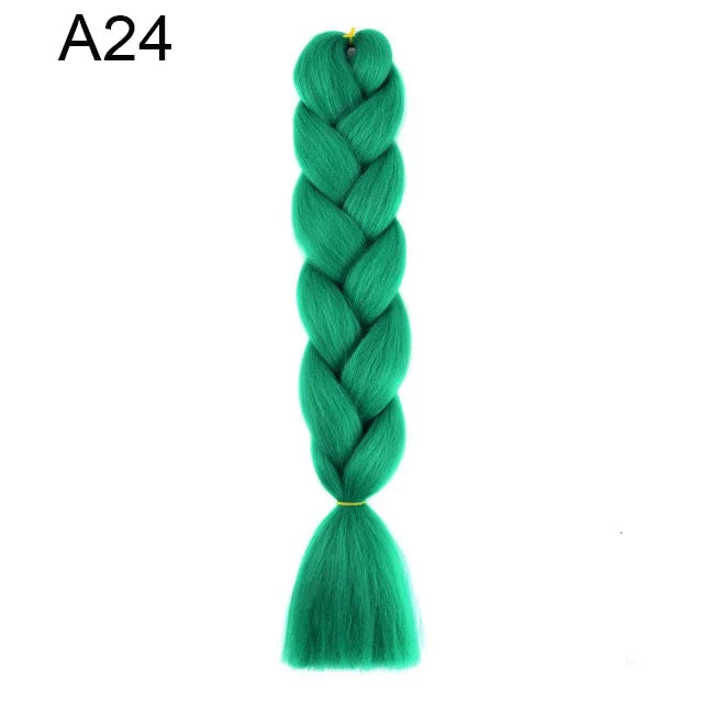 24-Inch Yaki Braids Ombre Jumbo Braiding Hair | Green Synthetic Hair Extensions for DIY Styles