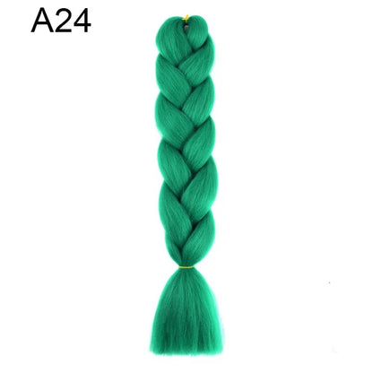 24-Inch Yaki Braids Ombre Jumbo Braiding Hair | Green Synthetic Hair Extensions for DIY Styles