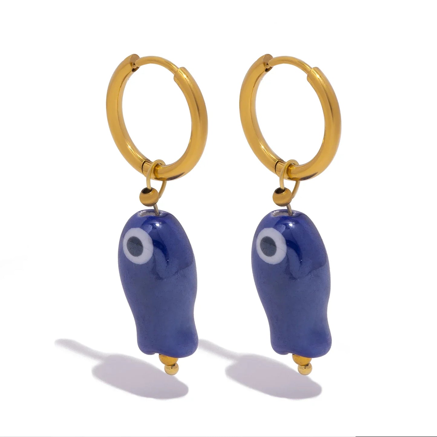 Stainless Steel Ceramic Fish Earrings | Colorful Dopamine Jewelry for Women