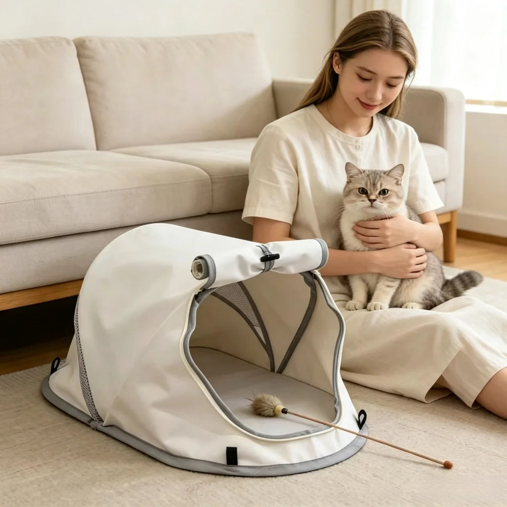 Portable Foldable Pet Tent House Breathable Mesh Dog Cat Bed Waterproof Oxford Puppy Kennel Indoor Outdoor Camping Sunproof Smal