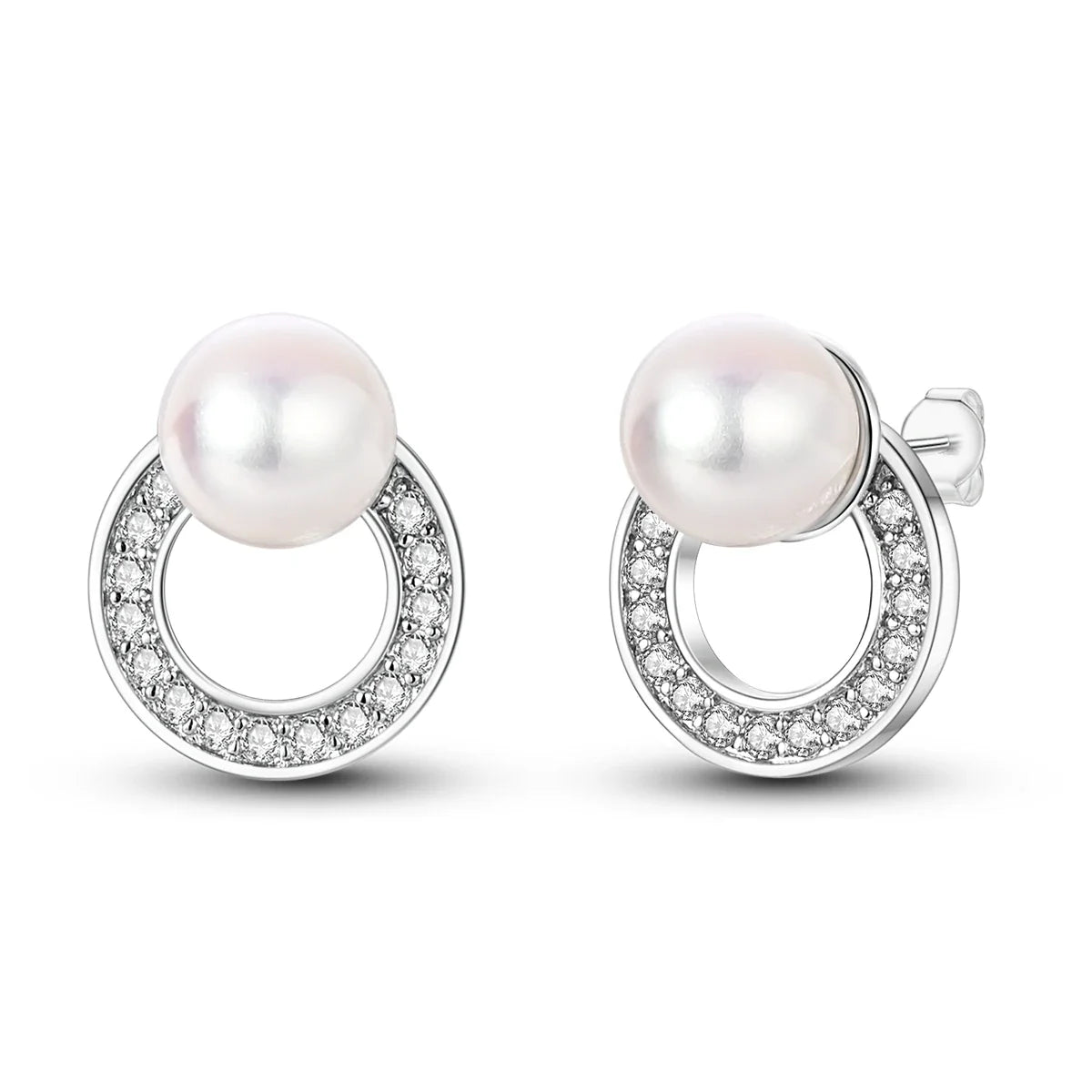 925 Sterling Silver Hoop Earrings with Zircon | Classic U-Shaped Women Jewelry