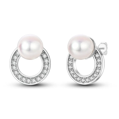 925 Sterling Silver Hoop Earrings with Zircon | Classic U-Shaped Women Jewelry