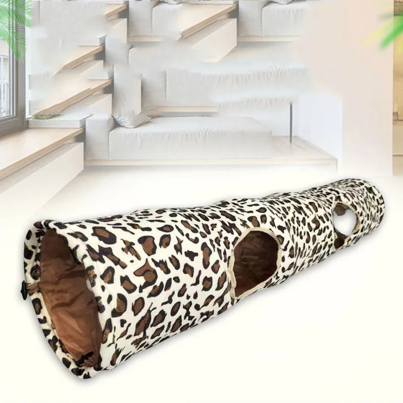Perfect Cat Tunnel Leopard Print Crinkly 2 Ways Fun Pet Tunnel Kitten Play Toy Collapsible Rabbit Toys Cat Products