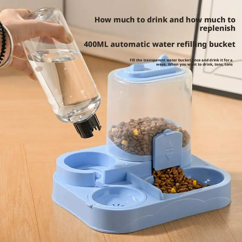 Pet Feeder Dual Food Bowl All-in-One Automatic Food Water Dispenser Large Capacity Food Storage Dispenser Pet Supplies