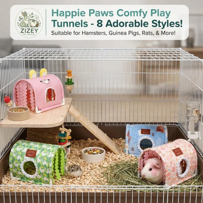 Small Animal Tunnel Hideout Cute Bed Cave Toy for Guinea Pig Rabbit Ferrets Hedgehog Rat Chinchilla Cage Accessory
