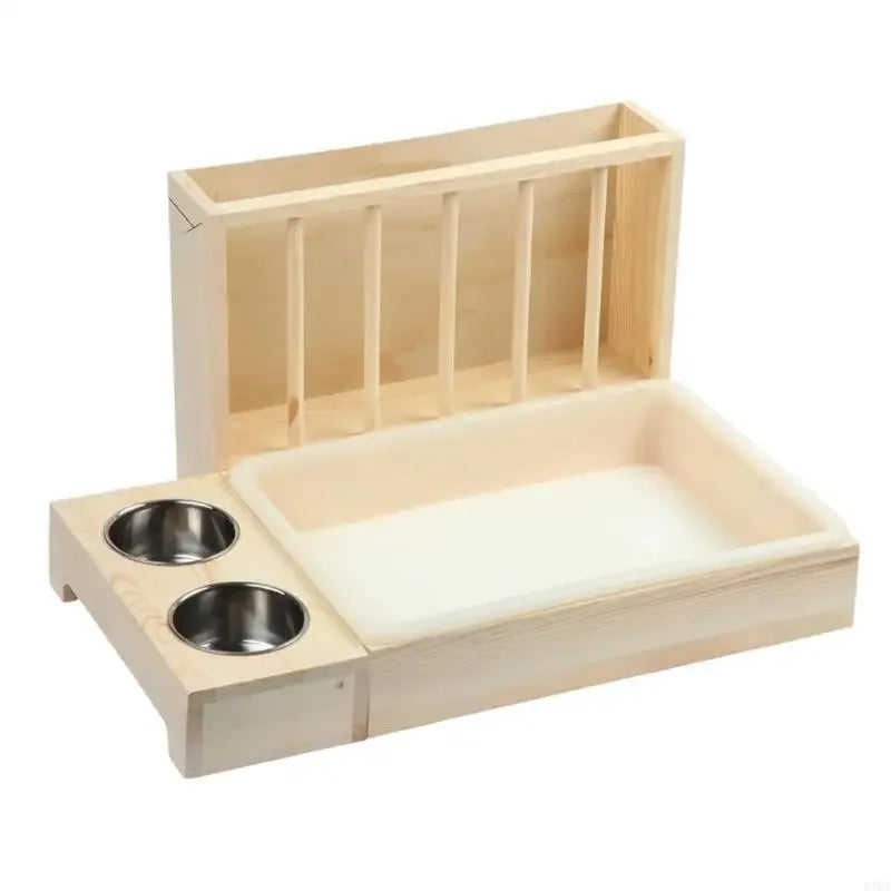 Small Animal Feeders Stable Wooden Frame Compacts Small Animal Feeding Cage for Small Pet Easyly Clean Y5GB