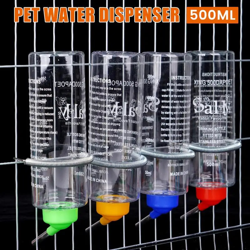 500Ml Rabbit Water Dispenser Hanging Water Bottle Ball Bearing Water Bottle Dispenser Hamster Feeder Hanging On The Pet Cage