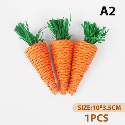 Hamster Rabbit Chew Toy Bite Grind Teeth Corn Carrot Woven Balls Tooth Cleaning