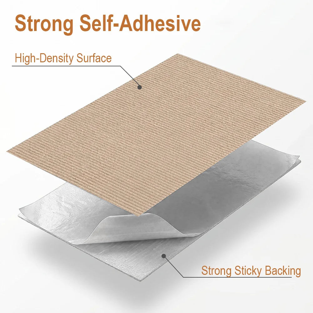 Cat Scratching Mat DIY Self-Adhesive Trimmable Carpet Anti-Scratch Furniture Protector for Fits Sofas Walls Doors