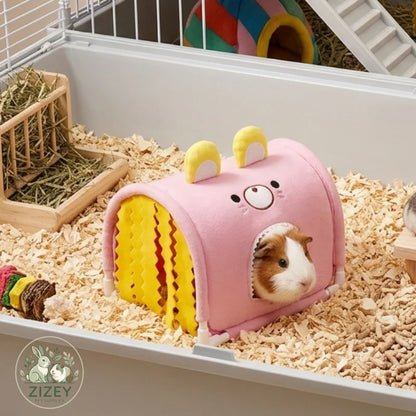 Small Animal Tunnel Hideout Cute Bed Cave Toy for Guinea Pig Rabbit Ferrets Hedgehog Rat Chinchilla Cage Accessory