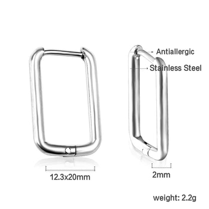 LUXUSTEEL U-Shaped and Geometric Hoop Earrings | Anti-Allergy Stainless Steel Earrings for Women and Men