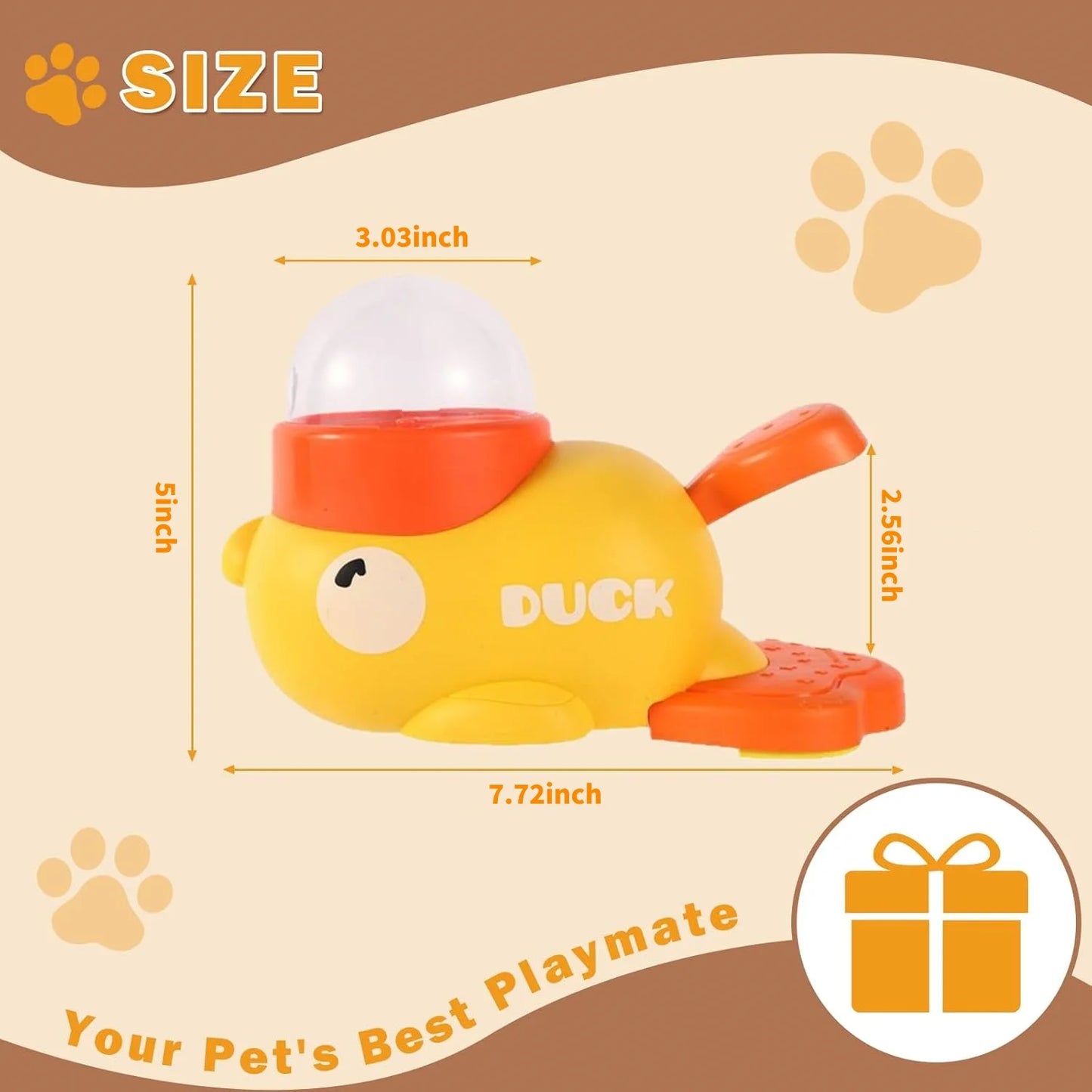 Pet interactive food distribution slow feeder, durable and cute duck shaped, intellectual training, reduces bloating (yellow)