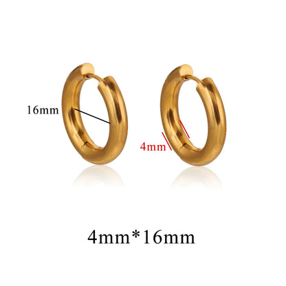 6pcs Stainless Steel 3mm 4mm Hoop Earrings | PVD Gold Plated Korean Round Earrings for Men Women